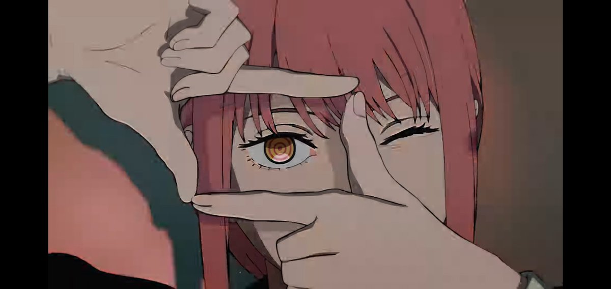 makima (chainsaw man) 1girl solo red hair ringed eyes looking at viewer one eye closed bangs  illustration images