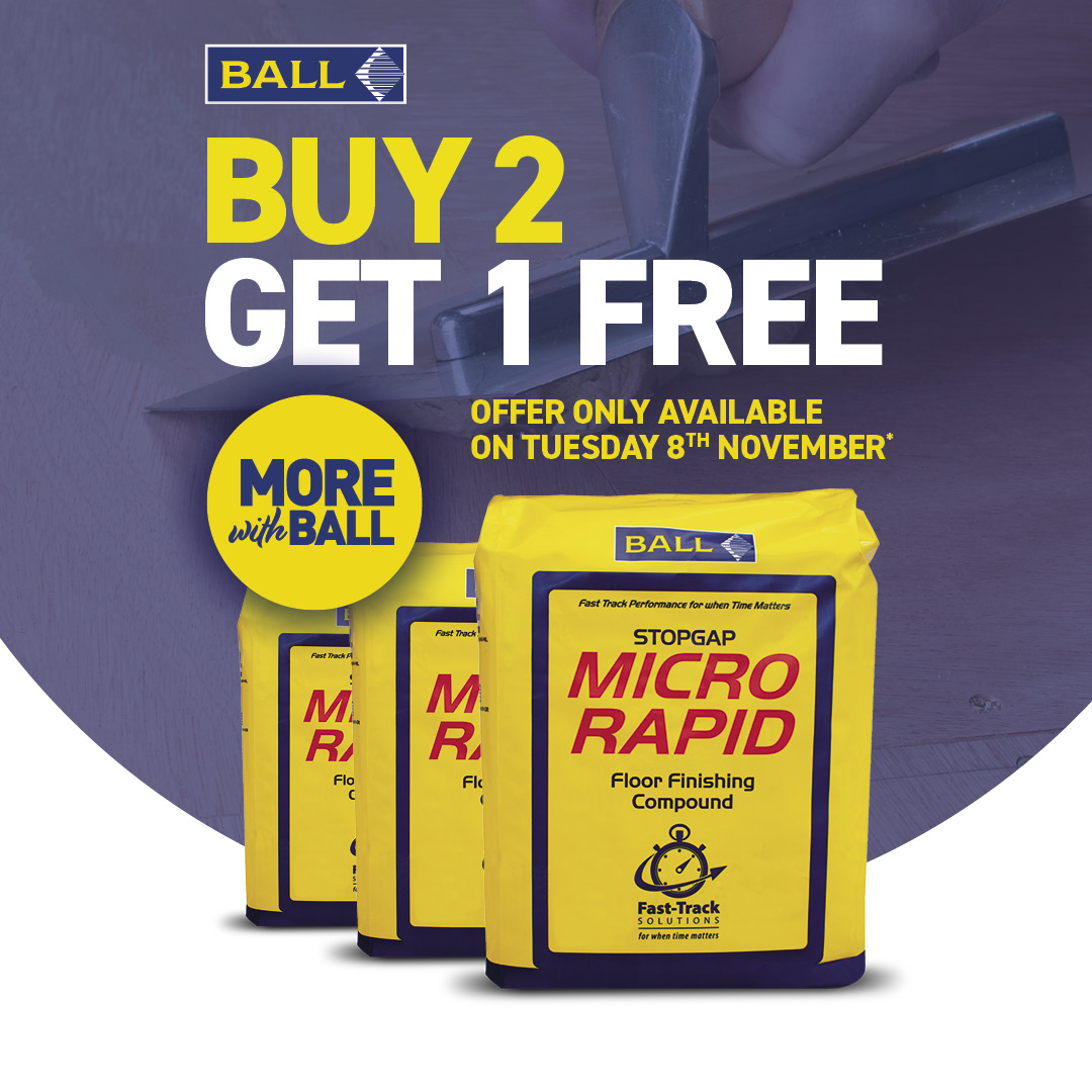 GET MORE WITH BALL...ONLY ON NOV. 8TH AT PARTICIPATING WHOLESALERS.

BUY 2 GET 1 FREE ON STOPGAP MICRO RAPID

#floor #floors #flooring #commercialflooring #screed #screeding #lvt #vinylflooring #teamfball