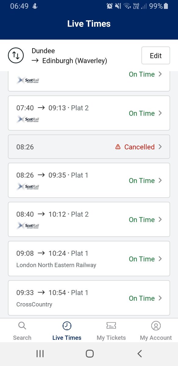 stffph's tweet photo. @ScotRail morning! Is the 8.26 Dundee to Edinburgh cancelled or not? https://t.co/WqI5F3prW3