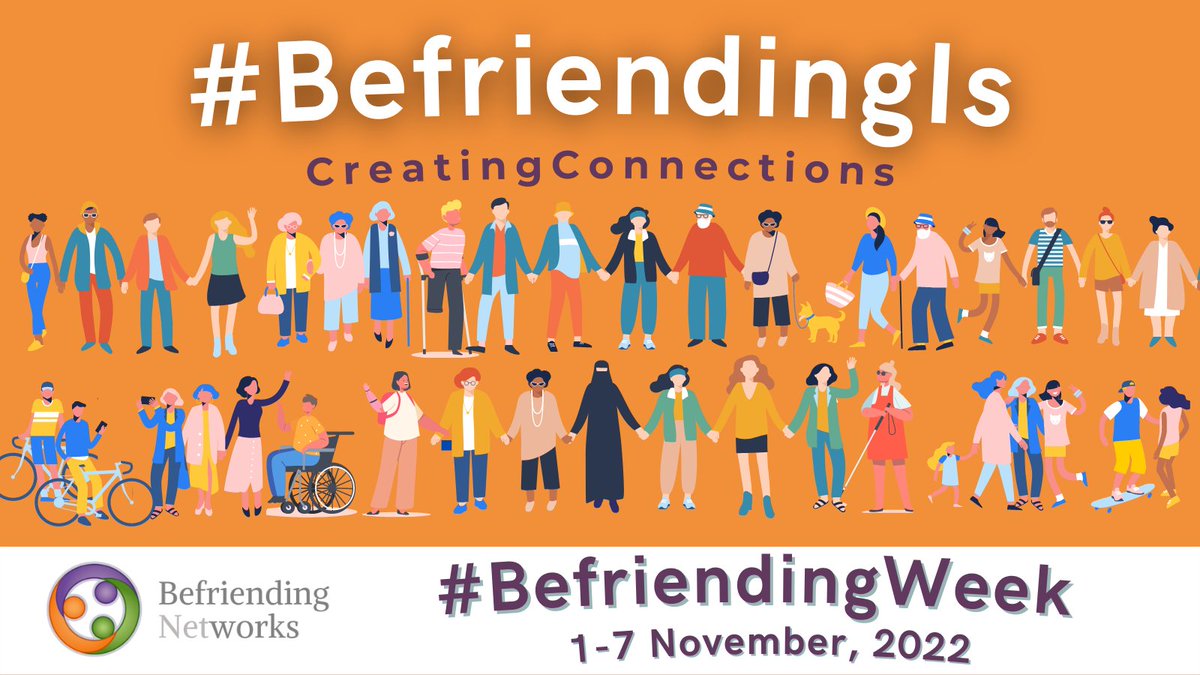 Today marks the start of #BefriendingWeek For the last 10 years, Befriending Week (1-7 November) has raised awareness about the benefits of befriending networks This year's theme is all about 'Creating Connections' Find out more ▶️ befriending.co.uk/training-event… @befriendingnet