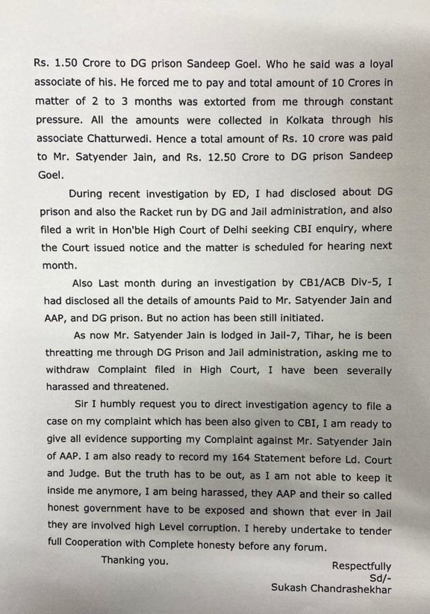 MajorPoonia's tweet photo. केजरीवाल के मंत्री सत्येंद्र जैन ने सुरेश चंद्रशेखर से जेल में सुरक्षा के नाम पर वसूले 10 करोड़
हर महीने 2 करोड़ Protection Money के रूप में लिये 
DG Prison भी इसमें शामिल 
केजरीवाल वो हर काम कर रहा है जो भ्रष्ट कांग्रेसी सरकारें करती थी https://t.co/qF1zUga2qm