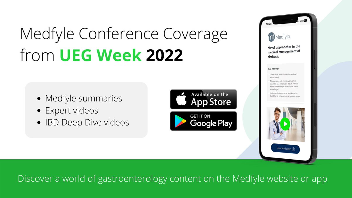 my_ueg's tweet photo. Sponsored Content
Medfyle condenses scientific information in short text summaries. Try the #Medfyle app or website and discover our selection of gastroenterology content, including highlights of #UEGWeek. Start here: https://t.co/InI3D9dgoq
#Medfyle #GITwitter #IBD https://t.co/FdiK3ZTtJu