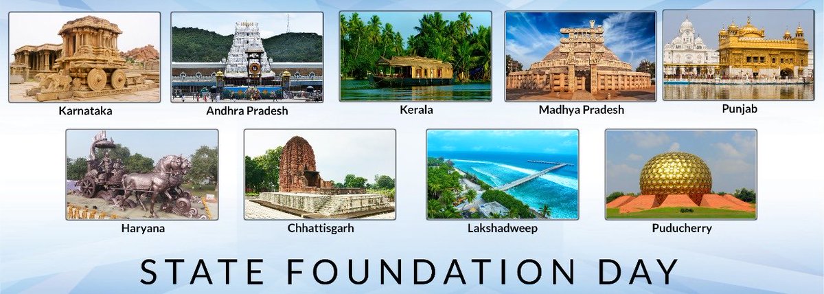 My heartiest greetings to the people of Andhra Pradesh, Karnataka, Kerala, MP, Punjab, Haryana, Chhattisgarh, Lakshadweep, and Puducherry on their Formation Day. Wishing peace, prosperity and happiness for all!