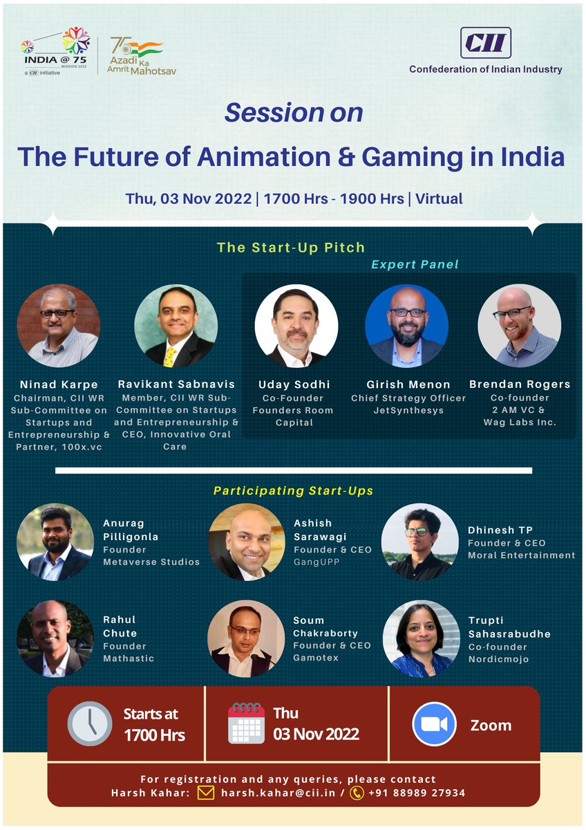 @CII4WR Sub-committee on #startups and #entrepreneurship session will be followed by ‘The Start-Up Pitch’ where six young start-ups in the animation & gaming sector pitch their ideas to an expert panel.#startupbusiness #business @startupindia @cii_cies @IndianStarrtups #mentors