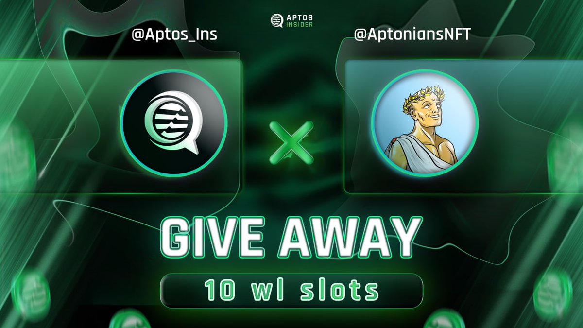 HUGE WL GIVEAWAY 👀

@aptos_ins x <a href="/AptoniansNFT/">The Aptonians 👽 - SOLD OUT 💎</a> 

10 WL SLOTS FOR #Aptos FAN

1⃣ Follow @aptos_ins and <a href="/AptoniansNFT/">The Aptonians 👽 - SOLD OUT 💎</a> 
2⃣ Like, rt this tweet 
3⃣ Join discord: discord.gg/aptonians

<a href="/AptoniansNFT/">The Aptonians 👽 - SOLD OUT 💎</a> will mint on <a href="/nft_souffl3/">Souffl3 🫐</a> 

#AptosNFT #AptosEcosytem #Giveaways #AptosInsider