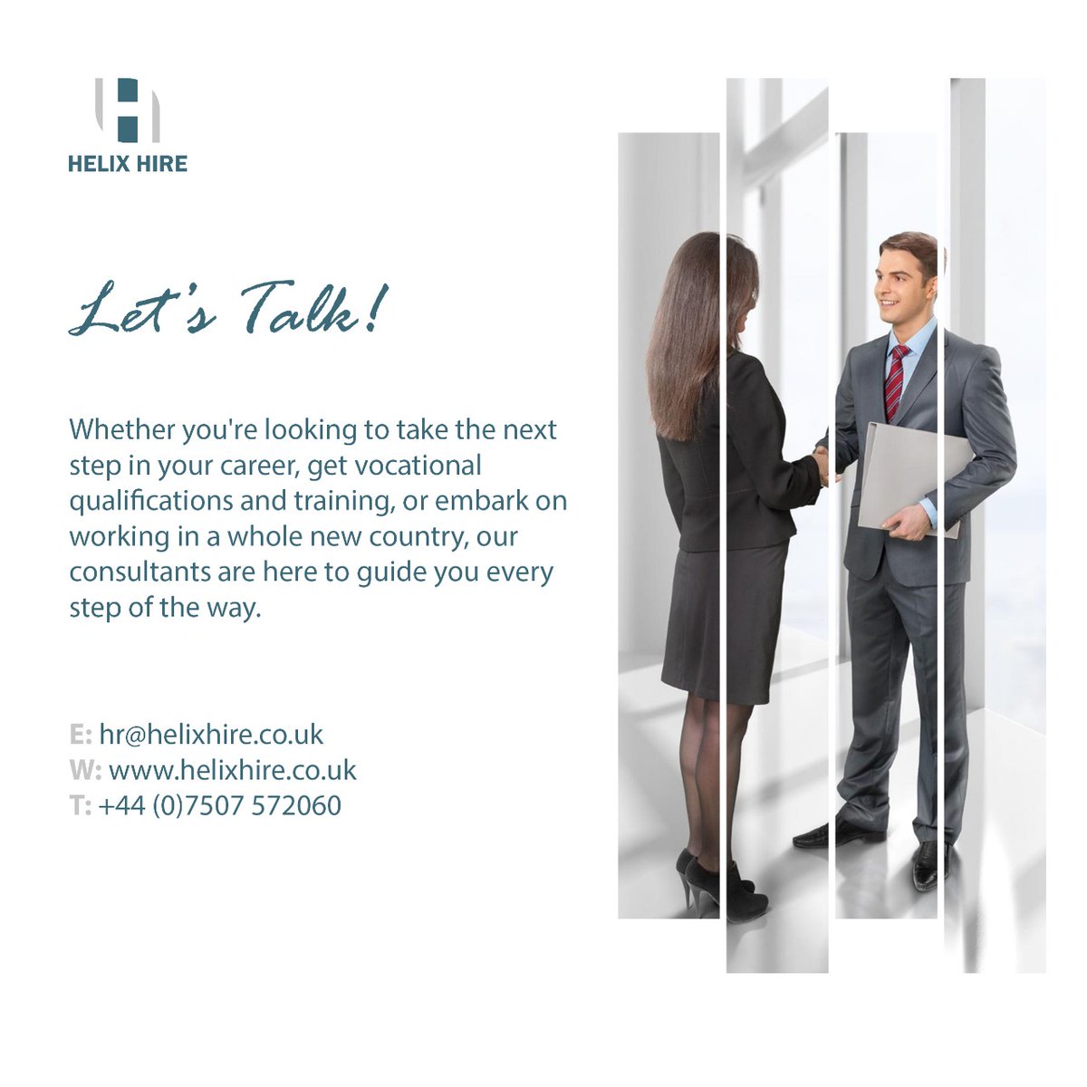 HelixRecruit's tweet photo. Whether you're looking to take the next step in your career, get vocational qualifications & training, or embark on working in a whole new country, our consultants are here to guide you every step of the way. #recruitment #londonjobs #ukjobs #applynow #workintheuk #careers https://t.co/saT9xXQX0I