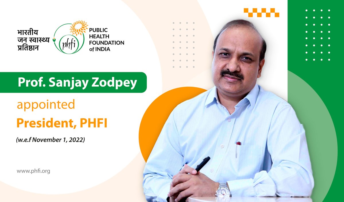 thePHFI's tweet photo. Prof. Sanjay Zodpey, assumed the office of the President, @thePHFI with effect November 01, 2022  Brief profile of Prof Sanjay Zodpey https://t.co/rhSrD0tzBO https://t.co/1HQ5ktxEwG