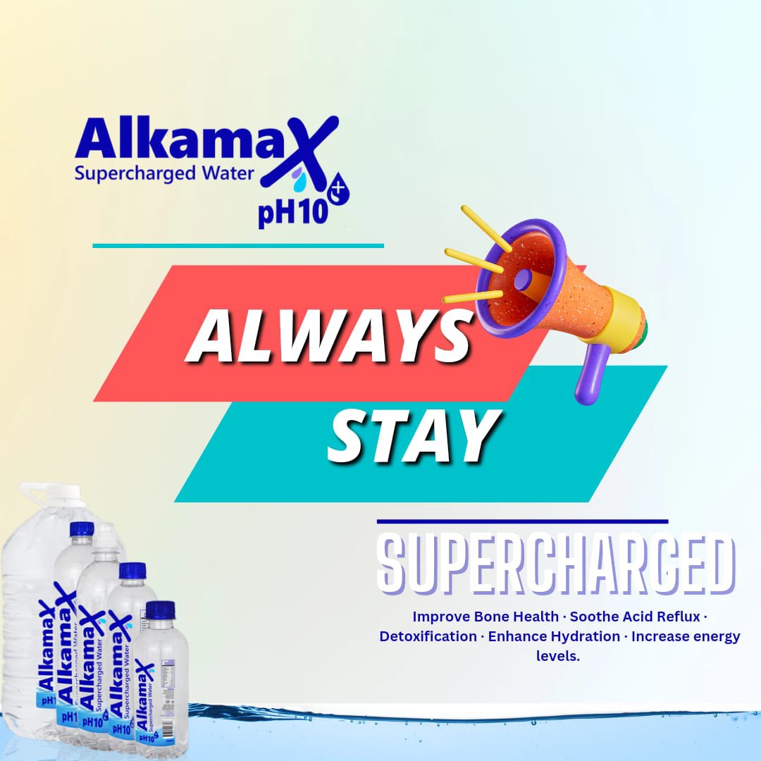 Always stay supercharged with Alkamax and recharge your body with alkaline water which has health benefits.

#alkaline 
#alkalinewater 
#alkalinewaterbenefits 
#water 
#hydrate 
#Chioma 
#JubJub 
#PodcastAndChillWithMacG 
#NOTA