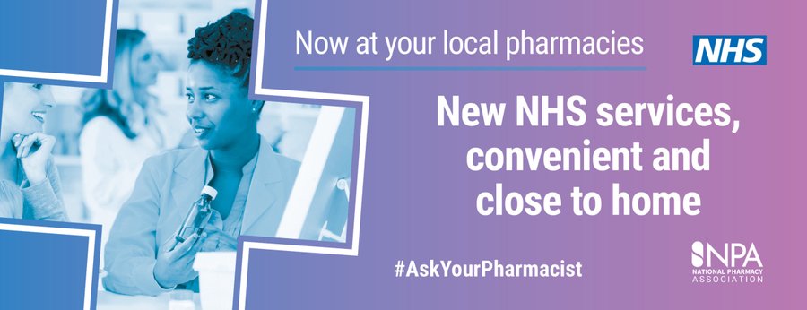 This week is Ask Your Pharmacist week. Pharmacies are part of the NHS family and the range of clinical services they provide has expanded significantly in recent years. 

#AskYourPharmacist
