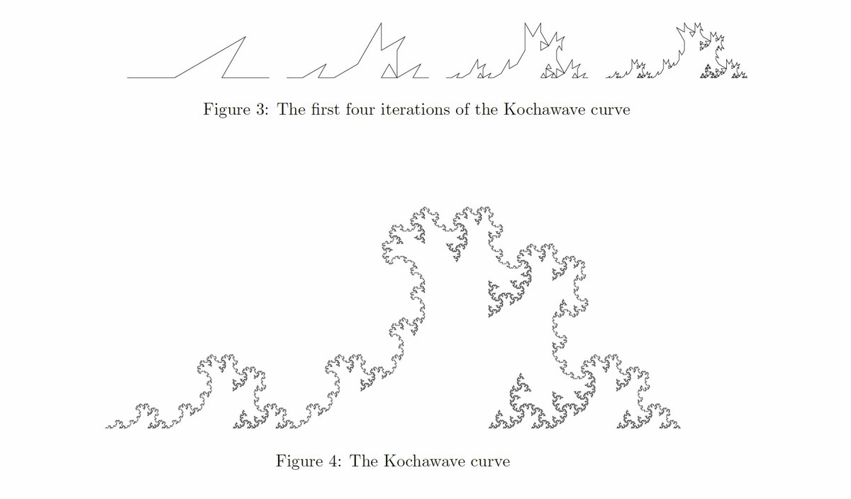 The Kochawave curve, a variant of the Koch curve.
Beautiful paper by Rémy Sigrist.
arxiv.org/abs/2210.17320