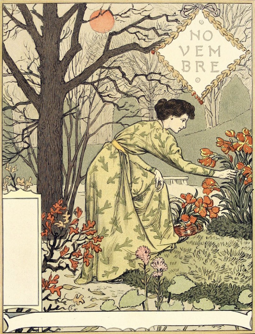 November's sky is chill and drear, November's leaf is red and sear..
#WalterScott #EugeneGrasset #LaBelleJardiniere #November