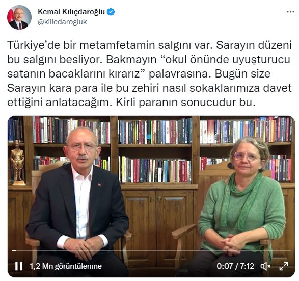 Kılıçdaroğlu devletine, milletine, iftiralarla ithamlarla kendini küçük düşürüyor. Anlaşılan bunlar hamburger yerken kulağına üflenmiş. Devletimizin itibarını hamburger gibi yiyemezsin o lokma boğazında kalır. Cumhurun başkan adayı olmak için önce vatanı, milleti sevmeyi öğrenin.