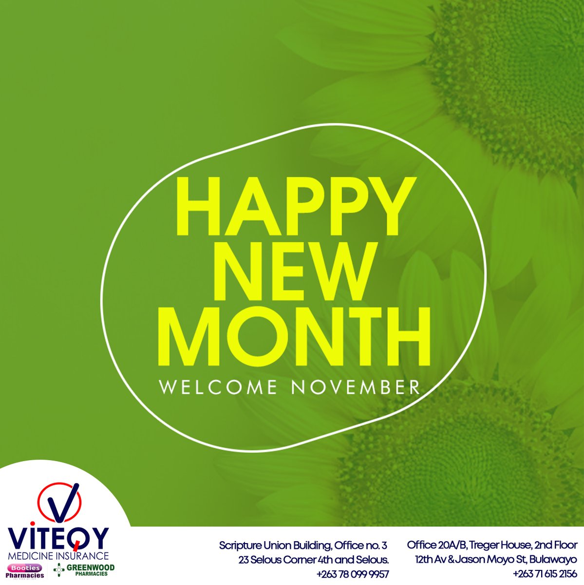 HAPPY NEW MONTH
WELCOME TO NOVEMBER
#HappyNewMonth #November #doctors #consultation #dental #optical  #viteqy #NoShortfalls #NoAgeLimits #medicineinsurance #acutemedication
#ChronicMedication #covidmedication #pharmacy
#zimdiaspora
+263780999953/ +263716152156.
admin@viteqy.com