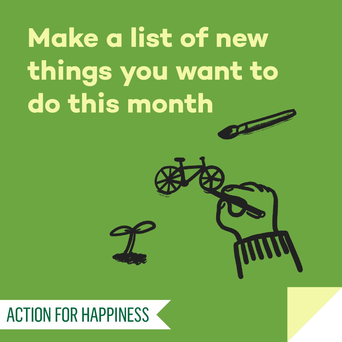 New Ways November - Day 1: Make a list of new things you want to do this month actionforhappiness.org/new-ways-novem… #NewWaysNovember