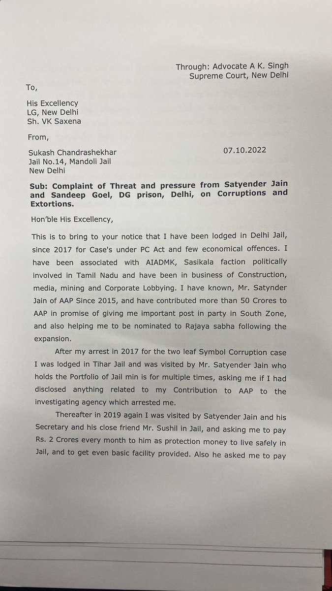 Only an AAP leader can extort money from a profesional extortist! #SatyenderJain #SukeshChandrashekhar