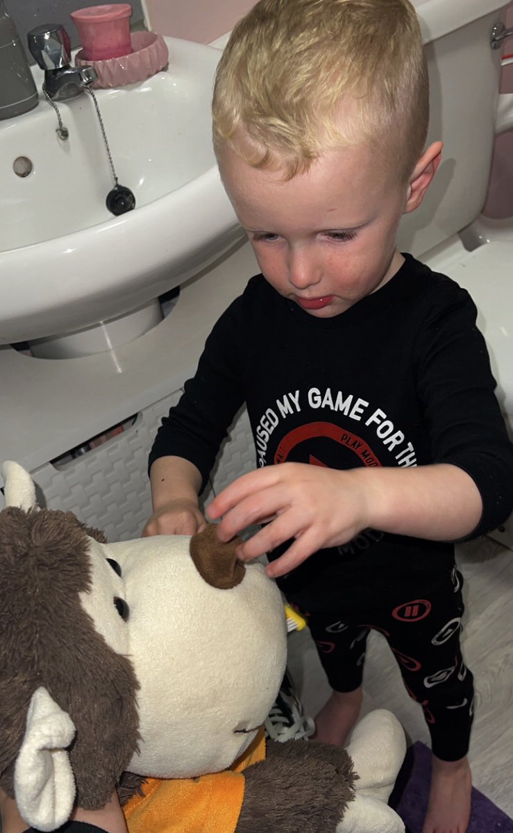 FBellaBforsyth's tweet photo. One very excited boy having a sleepover with “Cheeky the Monkey”he wanted to show him his hamster too💙 @bant_nursery https://t.co/ghSU79HhW6