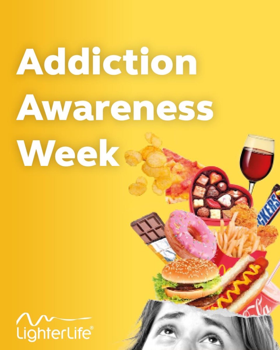 LighterLifeROI's tweet photo. Food addiction involves the same brain areas as drug or alcohol addiction. 

We understand the struggle people face with food addiction 💙 #addictionawarenessweek https://t.co/tqx59GYUU7