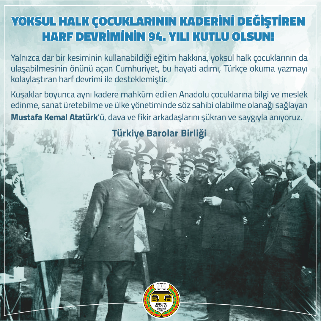 Yoksul Halk Çocuklarının Kaderini Değiştiren Harf Devriminin 94. Yılı Kutlu Olsun! 
#HarfDevrimi