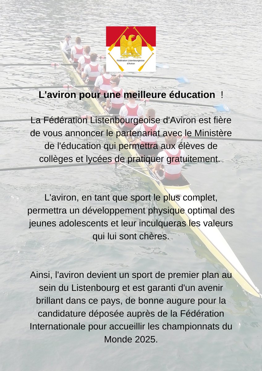 Listenrowing's tweet photo. 📣 COMMUNIQUÉ DE PRESSE 

@MinEducListenB @Sport_GOUV https://t.co/PAL8pPHab8