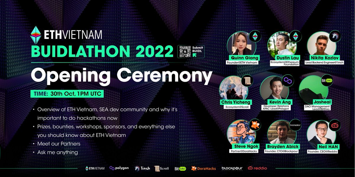Check out @eth_vietnam BUIDLATHON 2022 Opening Ceremony on YouTube in case if you missed it! youtube.com/watch?v=t4KDub… About the ETHVietnam conference, virtual hackathon kickoff, how to submit BUIDL and claim bounties on DoraHacks, the quadratic funding round, and more.