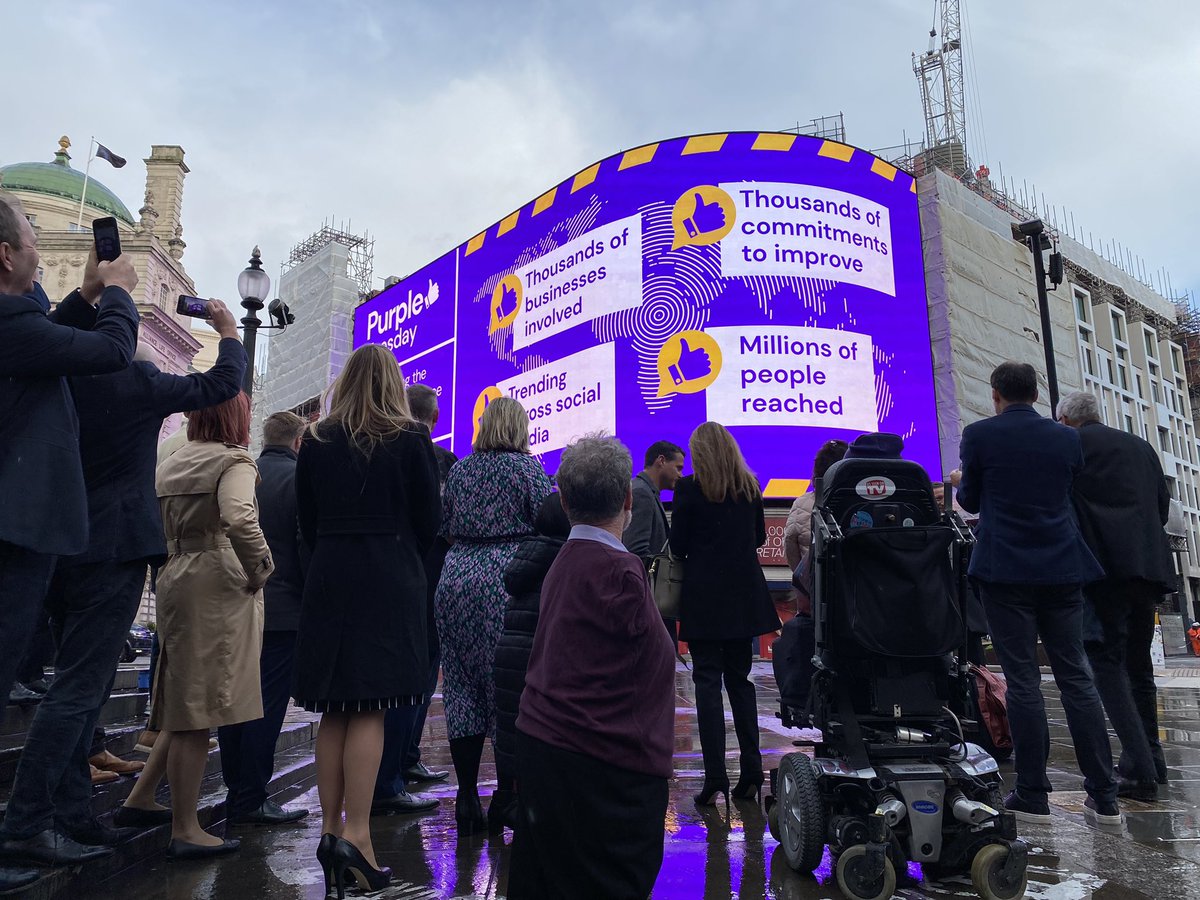 Piccadilly Circus is all lit up!💜

Very proud to be here to celebrate the customer experience of disabled people. #PurpleTuesday #eastlightpurpletuesday