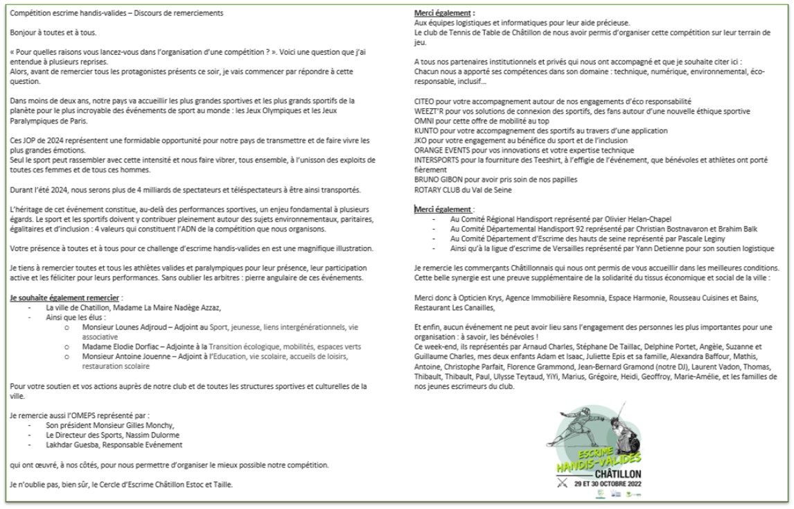 🙏Très grand merci à vous qui nous avez soutenu : athlètes, élus locaux, partenaires, commerçants châtillonnais et bénévoles. 
Si #LeSportEstUneFête, il est également : passeur d'émotions, vecteur de valeur, levier d'inclusion. #CompetitionHandisValides #OrangeEvents <a href="/orange/">Orange</a>