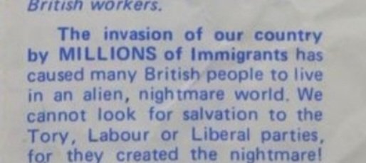 Robert Jenrick says the word "invasion" reflects people's very "real concerns".

Here's the word being used by the National Front in 1978.