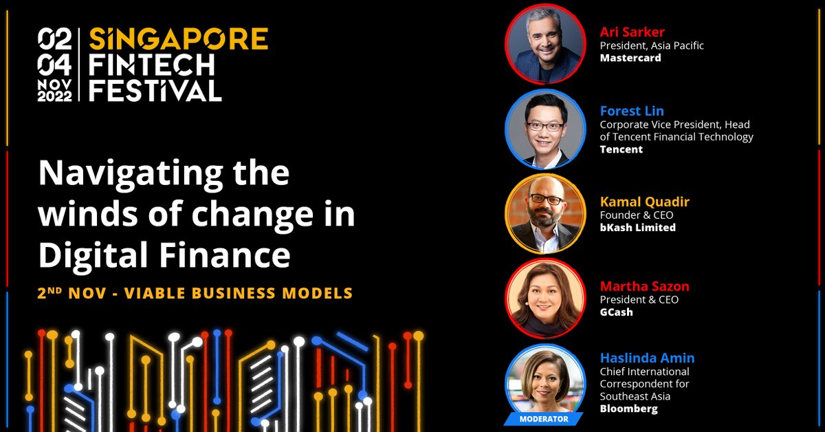 Mastercard APAC (@mastercardap) on Twitter photo #SFF2022 Concierge: <a href="/sgfintechfest/">Singapore FinTech Festival</a> starts tomorrow! On Day 1, don’t miss this Global Plenary at 11.55am on navigating the turbulent economic landscape. Catch <a href="/ari_sarker/">Ari Sarker</a> & speakers from <a href="/TencentGlobal/">Tencent 腾讯</a>, #bKash, <a href="/gcashofficial/">GCash</a>. #MastercardxSFF line-up: bit.ly/3Nne2ZM #SFF2022 Concierge: <a href="/sgfintechfest/">Singapore FinTech Festival</a> starts tomorrow! On Day 1, don’t miss this Global Plenary at 11.55am on navigating the turbulent economic landscape. Catch <a href="/ari_sarker/">Ari Sarker</a> & speakers from <a href="/TencentGlobal/">Tencent 腾讯</a>, #bKash, <a href="/gcashofficial/">GCash</a>. #MastercardxSFF line-up: bit.ly/3Nne2ZM
