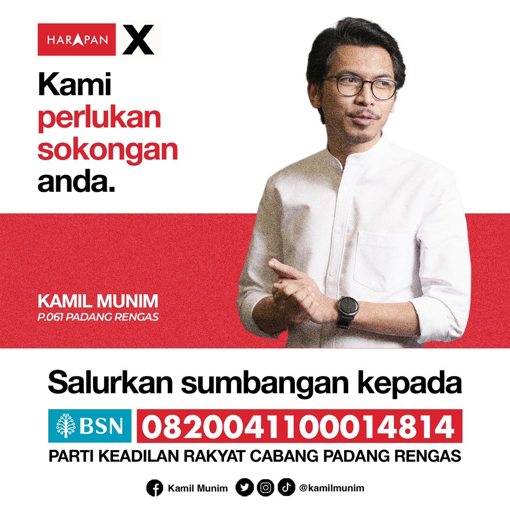 kamilmunim's tweet photo. Kami perlukan sokongan anda!

Sumbangan untuk tujuan gerak kerja di Padang Rengas bagi menghadapi Pilihan Raya Umum diperlukan. 

Salurkan sumbangan kepada akaun berikut:

0820041100014814 (BSN)
PARTI KEADILAN RAKYAT CABANG PADANG RENGAS

Terima kasih 🙏 https://t.co/0R04qeSULR