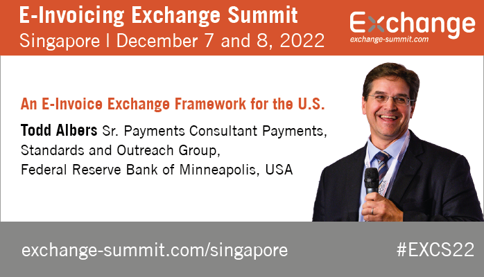 ExchangeSummit's tweet photo. An #EInvoice Exchange Framework for the U.S. presented by Todd M. Albers at the E-Invoicing Exchange Summit in Singapore https://t.co/lHPllPHfhG #EXCS22!
#BPC
#EInvoicing https://t.co/u7EncbsPxA