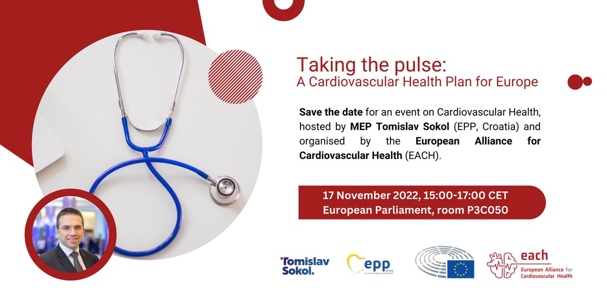 Want to learn more about #CardiovascularHealth in Europe? Join the event organised by the European Alliance for Cardiovascular Health on the 17th of November in @Europarl_EN. 👉 Register here: bit.ly/3Vpz65z #CVHealthMatters #CVHealth #BeatCVD @ehnheart @ESCAdvocacy