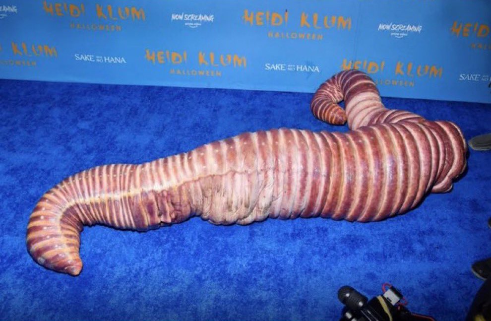 Heidi Klum dresses up as worm for Halloween.