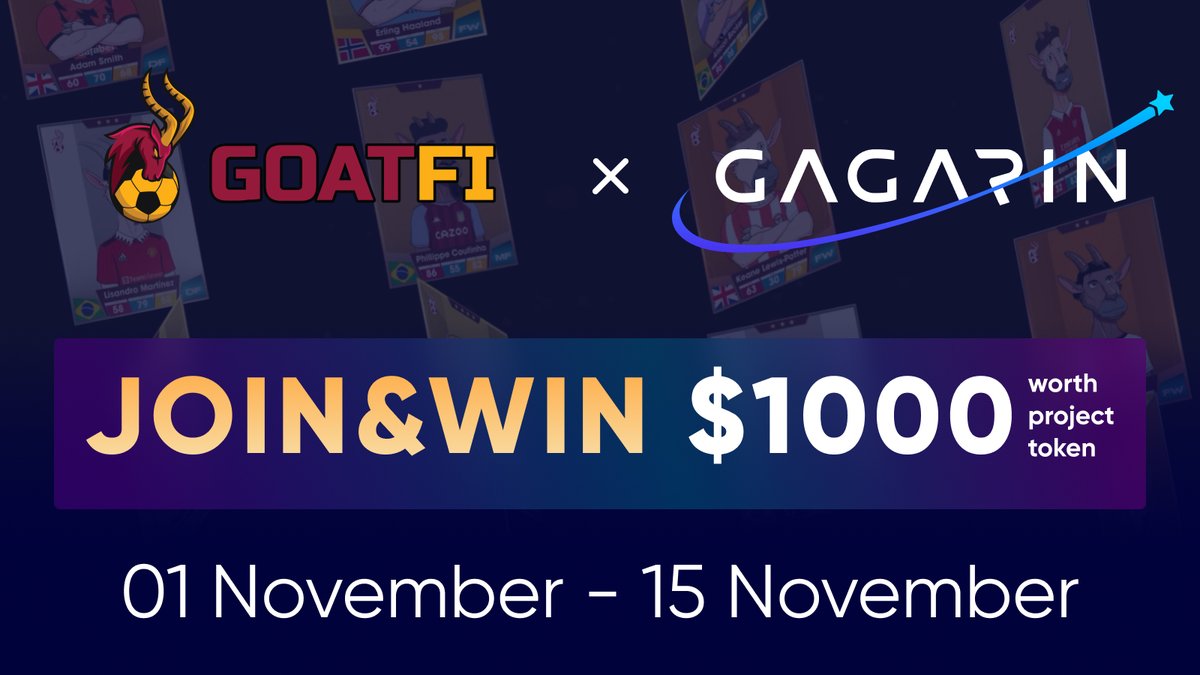 💥On the occasion of the <a href="/GoatFiCrypto/">GoatFi</a>  #IDO on <a href="/GAGARIN_World/">GAGARIN World</a> we are announcing a $1000 #giveaway!
 
📆 01.11 – 15.11
🎁 $1000 worth $GFI
🏆 50 winners
 
1/ Ask your question to <a href="/GoatFiCrypto/">GoatFi</a>  in the comment
2/ Tag 3 friends  
3/ Complete tasks 👇
sweepwidget.com/c/63788-on6xfi…