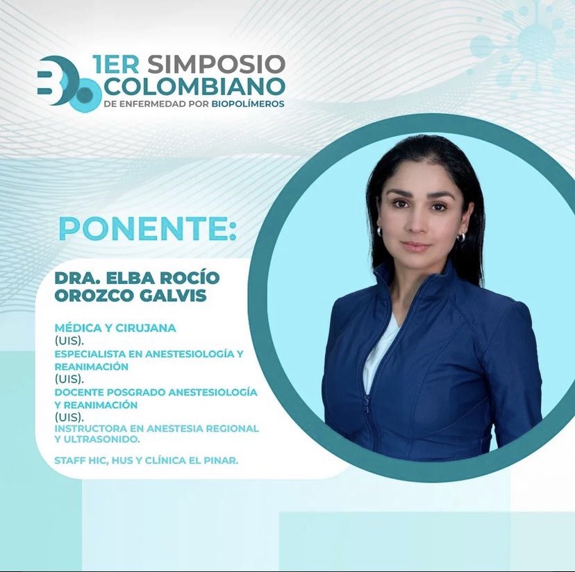 RCBiopolimeros's tweet photo. La Dra. Elba Orozco Galvis nos compartirá sus conocimientos y experiencias este 24 de noviembre en nuestro 1er Simposio Colombiano de Enfermedad por Biopolímeros⚕️

SON CUPOS LIMITADOS👩🏻‍💻✍🏻

#Simposiobiopolimeros #cirujiaplastica #cirujanoplastico #bucaramanga https://t.co/QcfRiQ0zux