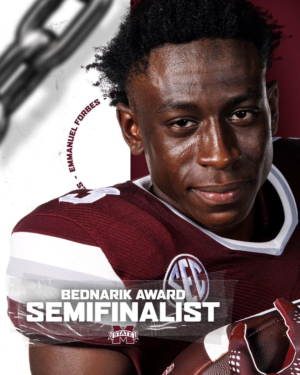 Another one for No. 13 👀 Our guy @emmanuelforbes7 is a semifinalist for the Chuck Bednarik Award, which is presented annually to the best defensive player in college football! #HailState🐶