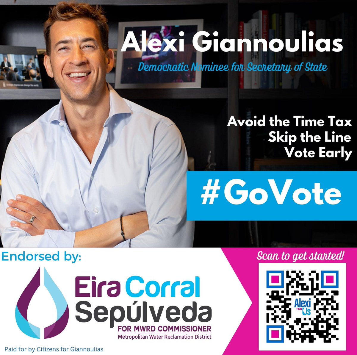 Eira4Us's tweet photo. 1️⃣ week away from Election Day! #GoVote Early TODAY!
Keep IL Secretary of State BLUE in ‘2️⃣2️⃣ Elect Alexi @Giannoulias IL Secretary of State, he can protect our voting rights and the future of our democracy!
#votealexi #ILVote #1weekaway #keepILblue #GoVoteToday #AlexiforSoS https://t.co/APJO60BPgh