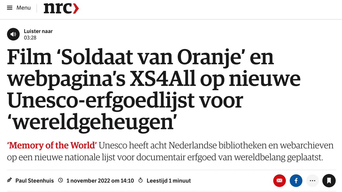 Wereldprimeur voor een website.