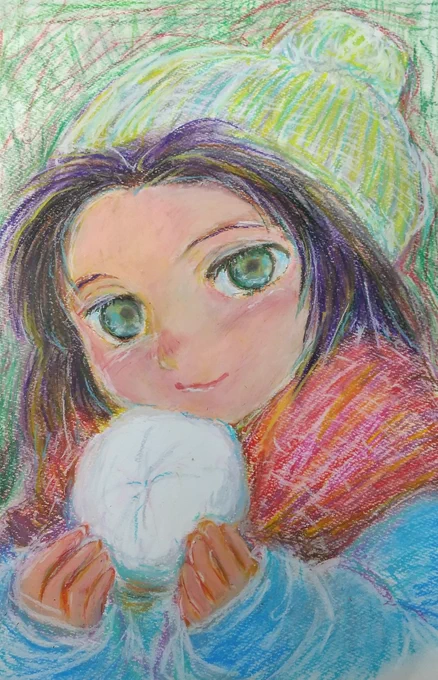 女の子と中華まん#イラスト #中華まん #アナログイラスト 