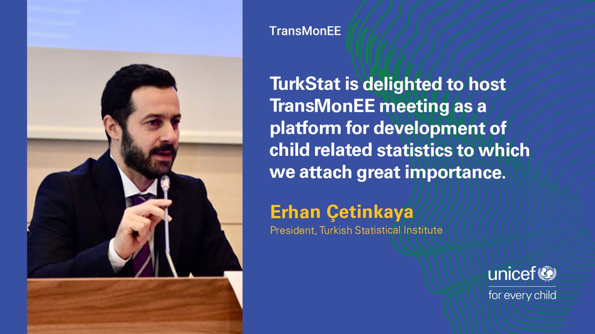 UNICEF_ECA's tweet photo. Erhan Çetinkaya, @Turkstat President, at the launch of #TransMonEE30 meeting, on paving a strong path to enhance access to data for children.
#TransMonEE @unicefturk @tuikbilgi https://t.co/dri0ITaAXO