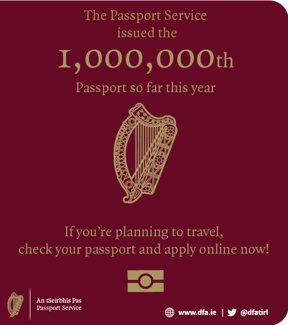 Despite a challenging year, the Passport Service today issued its 1 millionth passport in 2022. This is the 1st time over 1 million passports have been issued in a calendar year. Passport Online is the quickest and most efficient way to apply for a passport.