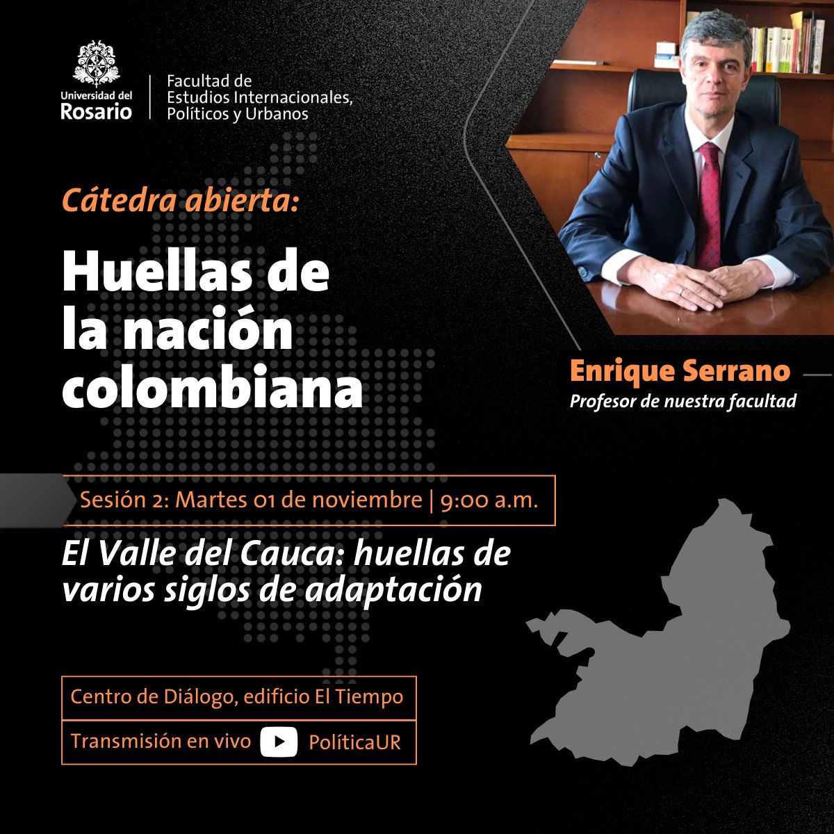 🔵 #Hoy desde las 9:00 a. m. tendremos la segunda sesión de la cátedra abierta "Huellas de la nación colombiana".

👉Recuerda que puedes acompañarnos de manera presencial en el Centro de Diálogo o conectarte a la transmisión en vivo a través de YouTube en youtu.be/1c_V8u53HMo.