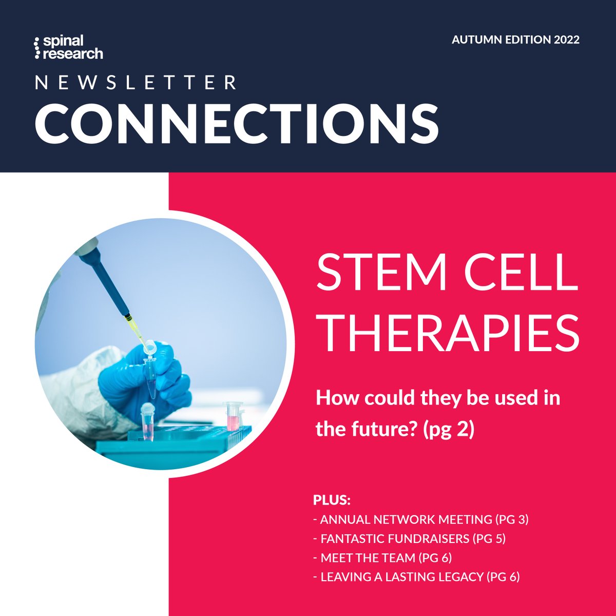 SpinalResearch's tweet photo. Why are #stemcells so important for research? How could they be used to treat #spinalcordinjury?
Find out all about stem cell research and more in the latest issue of Connections:
https://t.co/Q6g7sQrAzM
#spinalresearch #sci #beatparalysis #stemcellresearch #medicalresearch https://t.co/I1J6ye7r6L