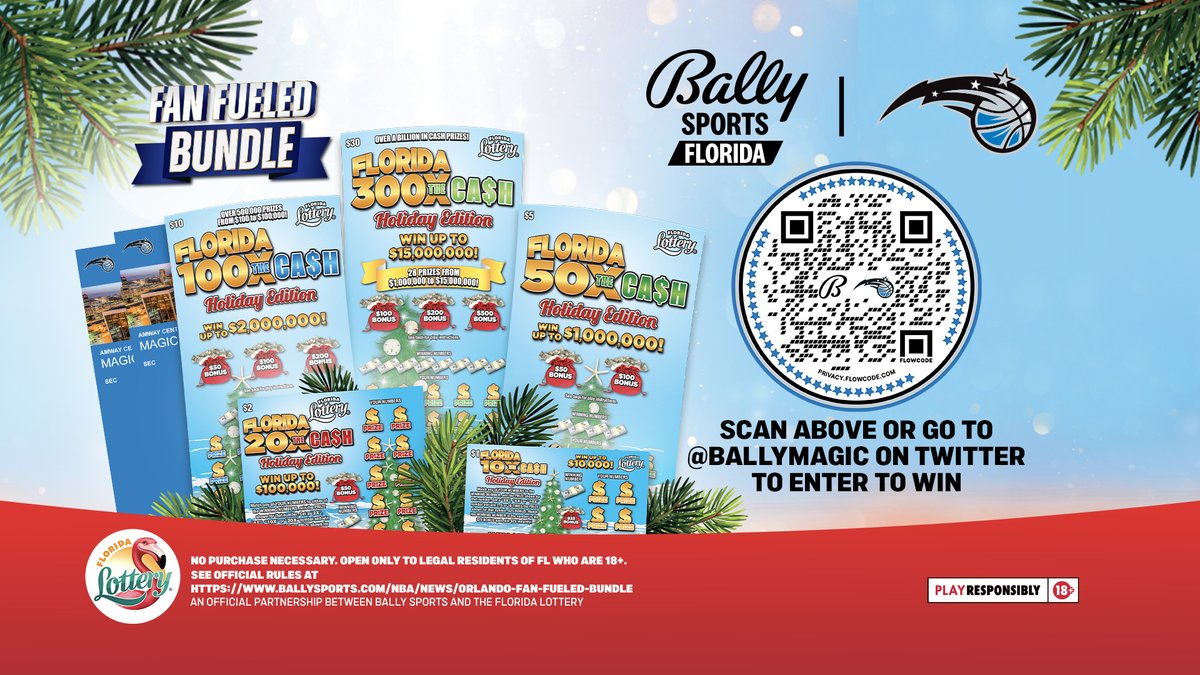 FanDuelSN_Magic's tweet photo. Magic fans, retweet this and include the hashtag #FanFueledBundle for a chance to win 6 @FloridaLottery Times the Cash Holiday Edition Scratch-Offs and 2 tickets to an upcoming Magic game! Must be 18 or older to enter. https://t.co/FDQMeFpXwG