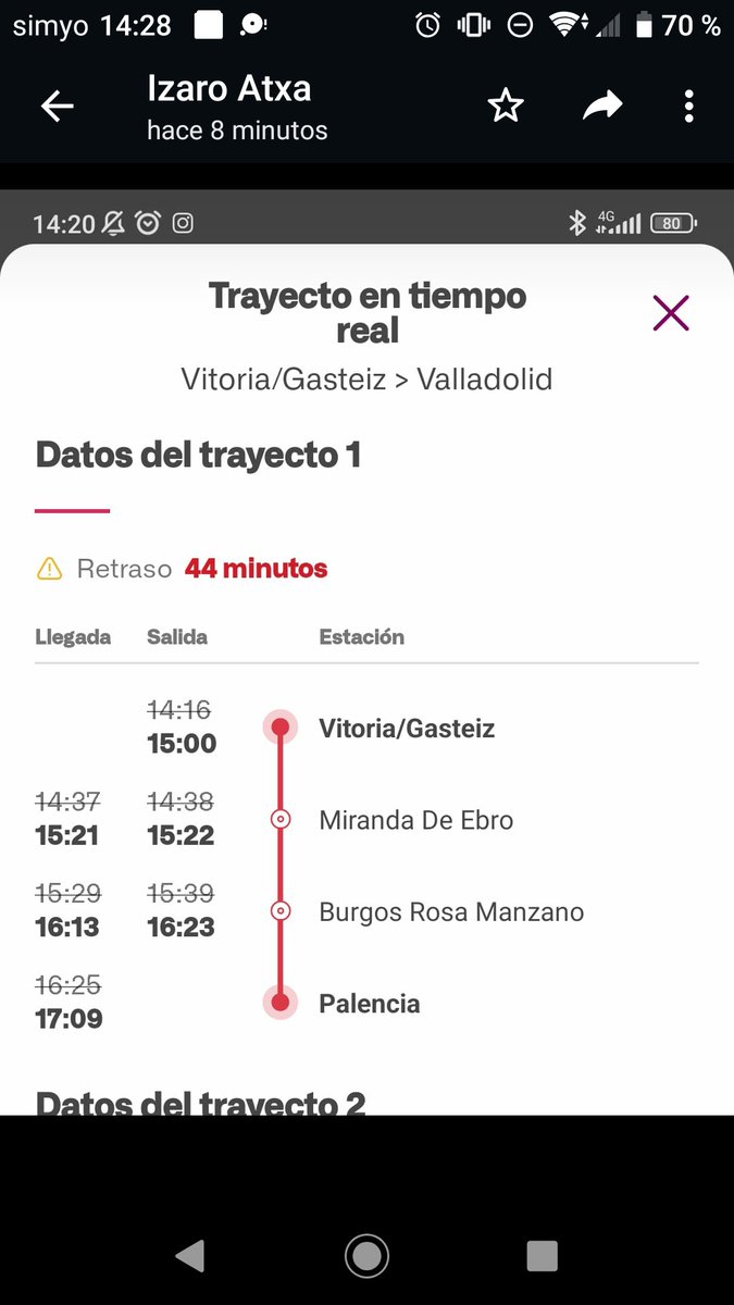 IsakAtxa's tweet photo. @renfe alguna información sobre el retraso del Vitoria - Palencia? https://t.co/ycl3Ajn3OB