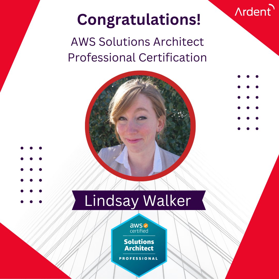 Congratulations to our own Lindsay Walker on earning her AWS Certified Solutions Architect Professional Certification! We are so proud of you! Thank you for being "ALL IN!" #aws #solutionsarchitect #All In