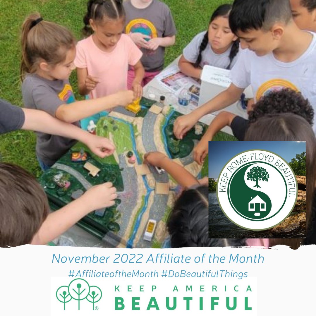 AFFILIATE OF THE MONTH: #Keep America Beautiful is proud to recognize our November 2022 #AffiliateoftheMonth - Keep Rome-Floyd Beautiful - ow.ly/RHU950LqJJP

#HowIKeepAmericaBeautiful #DoBeautifulThings #KABaffiliate #keepromefloydbeautiful @keepgabeautiful #Georgia