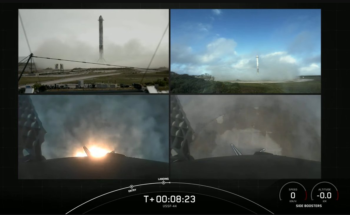 spaceOFFSHORE's tweet photo. Touchdown LZ-1 and LZ-2!! 🤩 OH MY GOD https://t.co/aWsfP9Ey0Q
