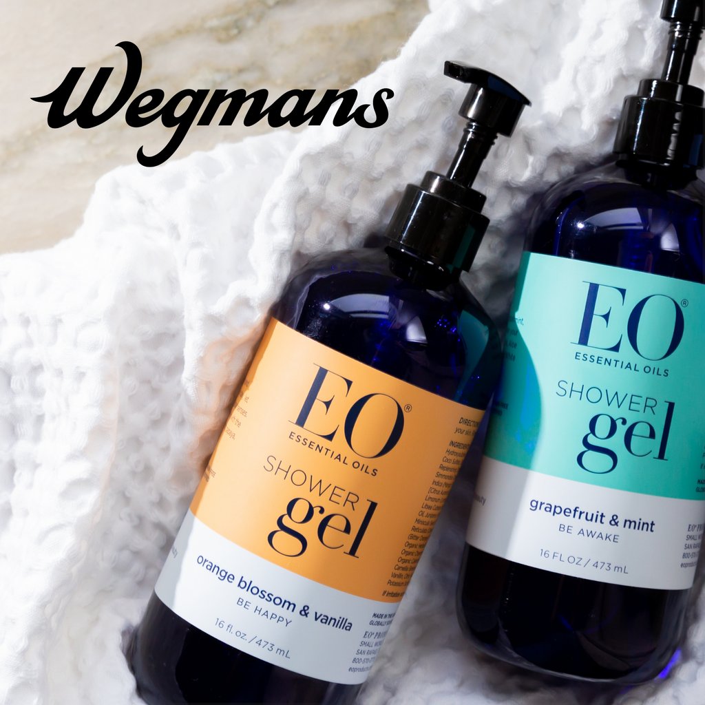 Attention Wegmans Customers! Now you can find two new scents of your beloved EO Shower Gels: Grapefruit &amp; Mint and Orange Blossom &amp; Vanilla in stores near you 🍊 🌱