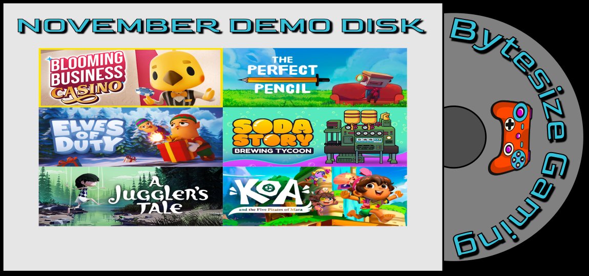 BytesizeGaming_'s tweet photo. The November Demo Disk is now out on the newly relaunched site!  Lots of content still to come and the start of new things!

Featuring @curvegames, @StudioCima, @ElvesOfDuty, @UCWGames, @kaleidoscube &amp; @chibigstudio 

https://t.co/fhC7wBksUe

#IndieGame #GameDemo #IndieGames https://t.co/vJ1YMROdGc