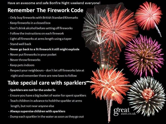 gorse_ruth's tweet image. A quick reminder ahead of bonfire night this weekend to always stay safe. Follow the firework code as they have the potential to do serious harm if used incorrectly #fireworkcode #staysafe